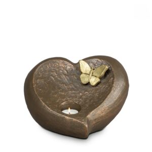 Brons look urn met waxinelichtje en vlinder (1)
