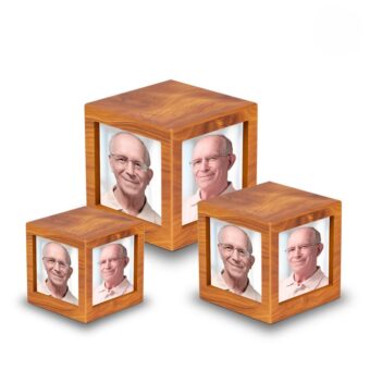 Houten vierkante fotolijst urn Lichtbruin