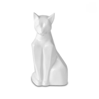 Katten urn glanzend wit zittend