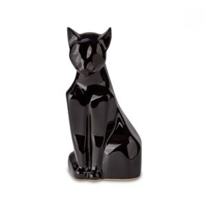 Katten urn glanzend zwart zittend