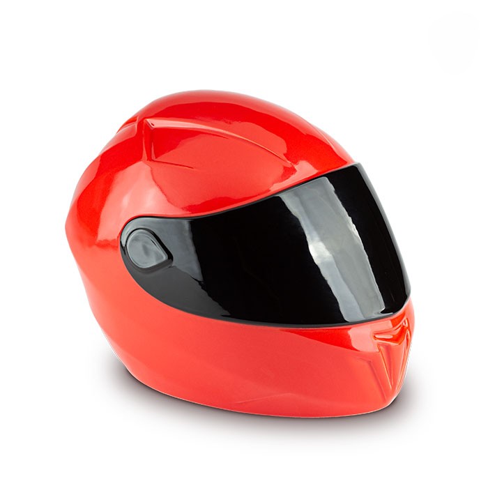 Keramische Urn Motorhelm rood