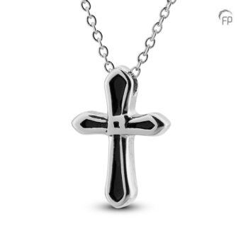RVS assieraad cillinder zwart kruis incl ketting