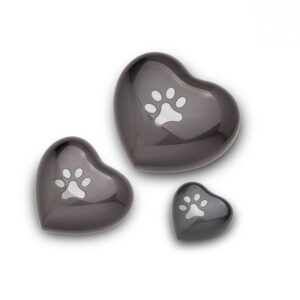 Metalen hondenurn in hartvorm met pootjes - Grijs
