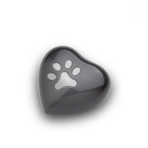 Metalen hondenurn in hartvorm met pootjes Grijs - Klein