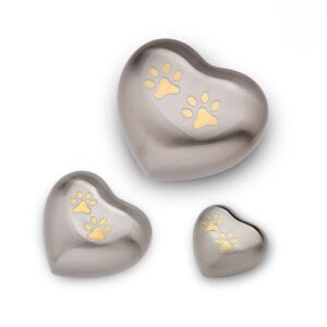 Metalen hondenurn in hartvorm met pootjes - Zilver