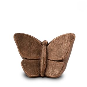 Middelgrote keramische vlinder urn Bronskleur