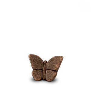 Mini urn vlinder keramisch in Bronskleur
