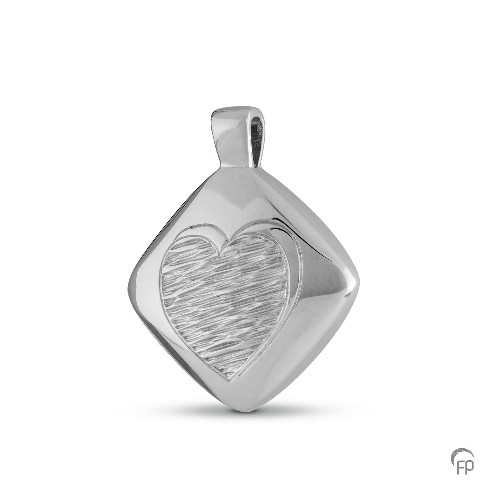 Ashanger zilver in de vorm van een Ruit met hart