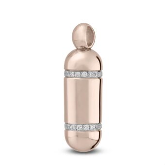 Ashanger Capsule met Twee Zirkonia Ringen 18K Witgoud