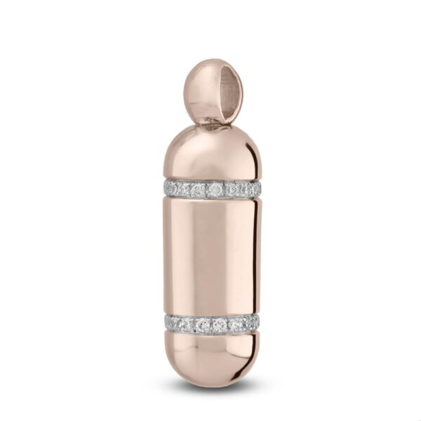 Ashanger Capsule met Twee Zirkonia Ringen 18K Witgoud