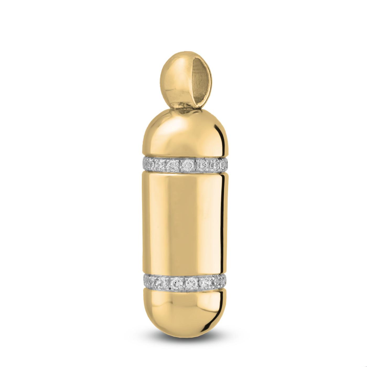 Gouden ashanger Capsule met Twee Zirkonia Ringen 14K