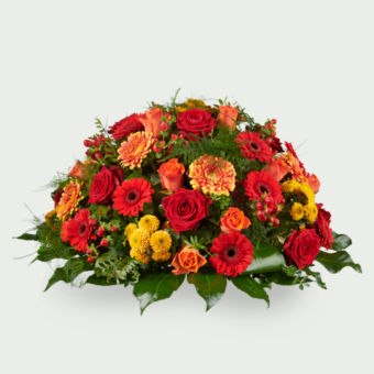Biedermeier Rouwstuk Stoer Rood en Oranje 80 cm