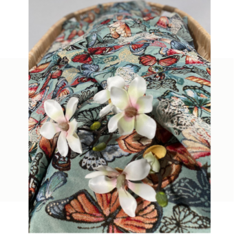 Jacquard vlinder lijkwade blauw