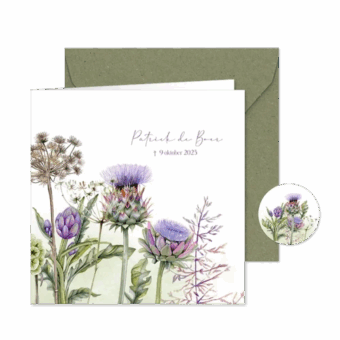 rouwkaart-botanisch-artisjokbloemen-takken