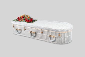 Witte uitvaartmand rond