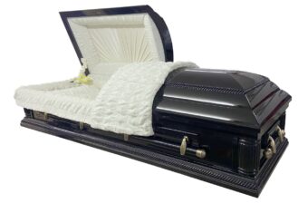 Amerikaanse grafkist hoogglans zwart open